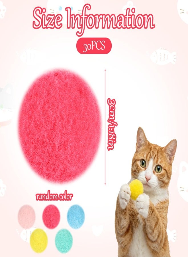 Aeaocvo 30 Pcs Cat Pom Pom Balls, 1.2in Soft Cat Toy Balls, Cats Chase Yarn Puffs for Pet Interactive Playing Exercising Training (Assorted Colour) - Image 2